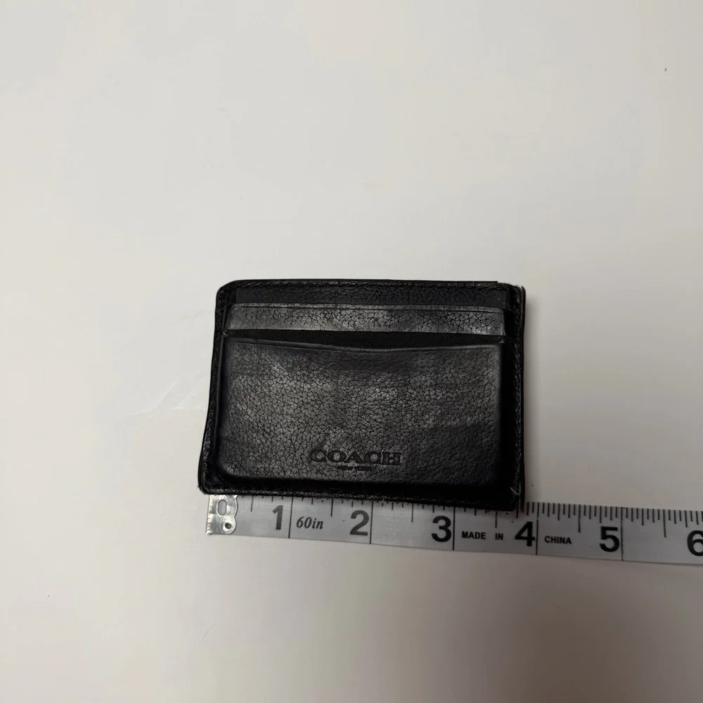 Coach Men’s Black Leather Card Holder Wallet w/ Money Clip – Used, Refurbishable
